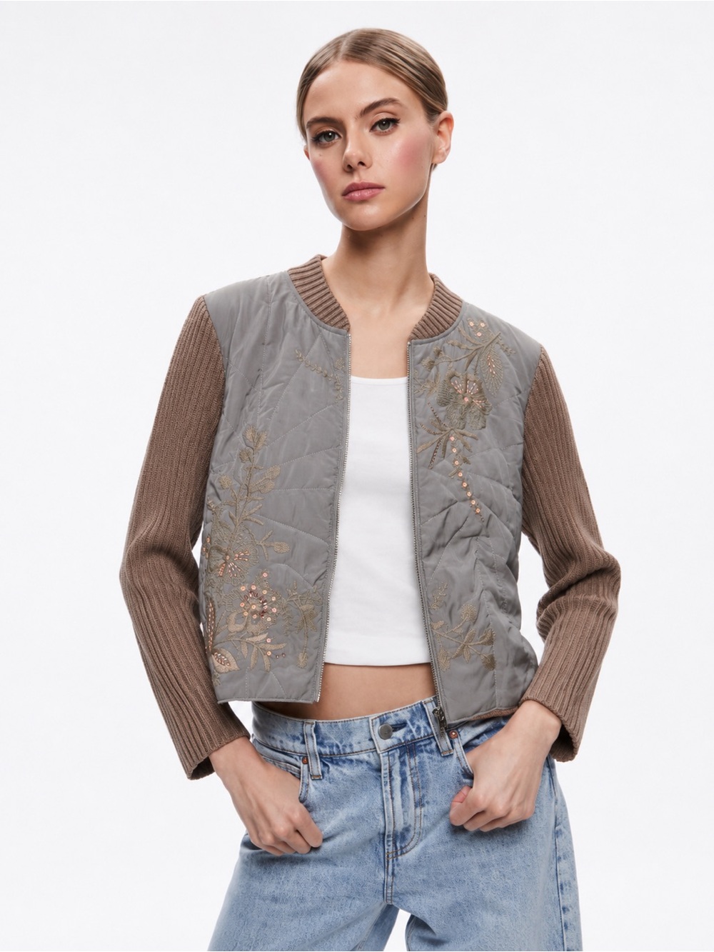 Sundance Wool Blend Sequin Quilted Cardigan Zip Up Sweater Size 10 ♥️